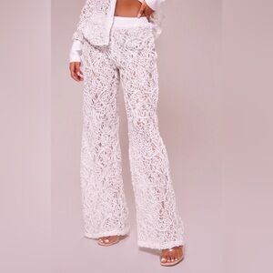 Asos luxe lace flare pant sheer